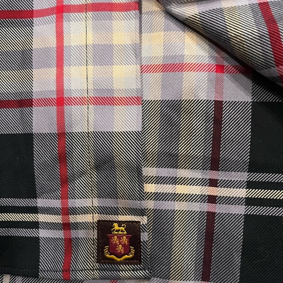 [M]Robert Talbott Classic Men's Plaid Button Down Shirt Black/Red/Gray Cotton - Picture 3 of 11